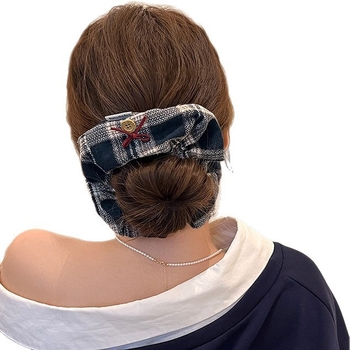 2025 zimný kockovaný vzor Scrunchie pre ženy, retro štýl, elastická gumička na vlasy