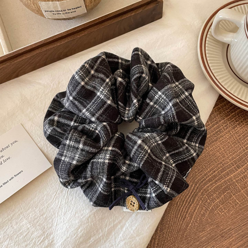 2025 zimný kockovaný vzor Scrunchie pre ženy, retro štýl, elastická gumička na vlasy