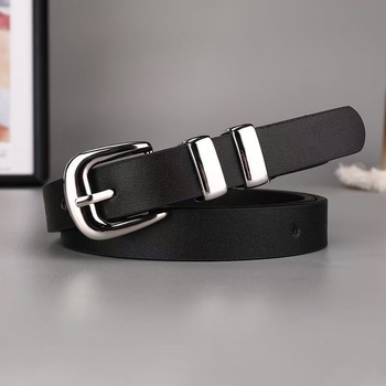 PU bőrből készült vékony öv ezüstszínű fémgyűrű csattal, minimalist stílusú, hossza 105 cm, koreai ihletésű
