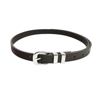 PU bőrből készült vékony öv ezüstszínű fémgyűrű csattal, minimalist stílusú, hossza 105 cm, koreai ihletésű