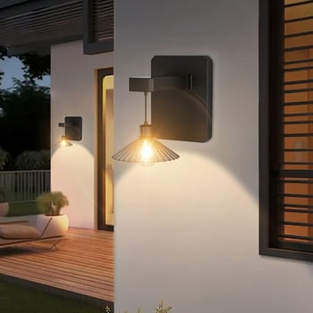 Ηλιακό εξωτερικό φως τοίχου με COB LED, 10W, 2700K ζεστό λευκό, IP65, 182×200 mm, για κήπο, διάδρομο και μπαλκόνι