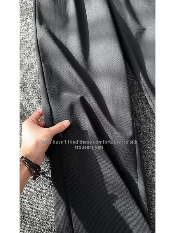 Pánske nohavice v drapovanom štýle, voľný strih, 100% polyester, čierne, široké nohavice