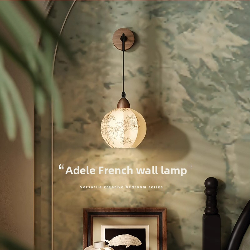 Francúzska štýlová nástenná lampa do spálne na čítanie pri posteli, ochrana očí, retro čínskeho štýlu pre pozadie obývačky a schodisko.