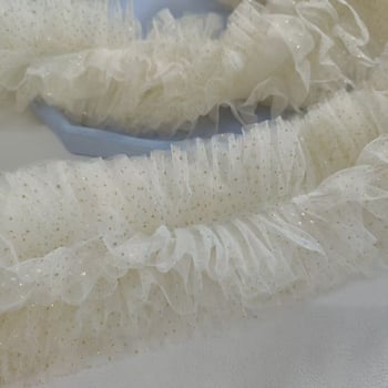 Dantelă din plasă bej, lățime 14 cm, 6 rânduri, cu puncte aurii, 3D pufoasă, decor pentru rochie de mireasă și DIY din material textil