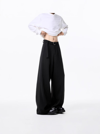 Cleanfit ανδρικά παντελόνια με εφέ drape, φαρδιά μπατζάκια, χαλαρή ίσια γραμμή, κομψά καθημερινά παντελόνια