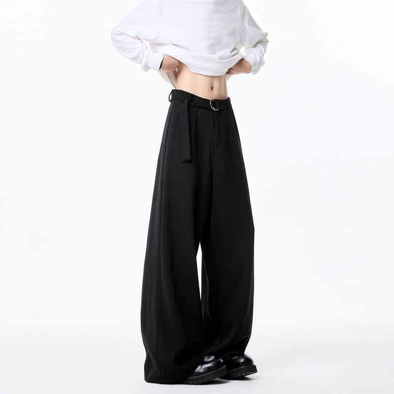 Cleanfit ανδρικά παντελόνια με εφέ drape, φαρδιά μπατζάκια, χαλαρή ίσια γραμμή, κομψά καθημερινά παντελόνια