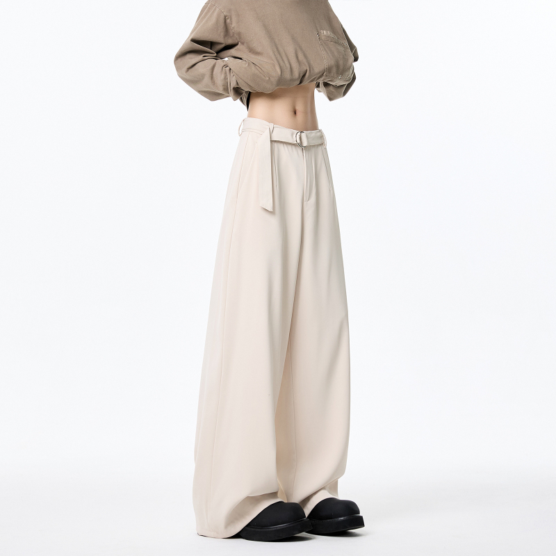 Cleanfit ανδρικά παντελόνια με εφέ drape, φαρδιά μπατζάκια, χαλαρή ίσια γραμμή, κομψά καθημερινά παντελόνια
