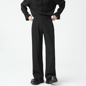 Maple House αντρικά παντελόνια για business casual, φαρδιά ίσια γραμμή, κοντό μήκος
