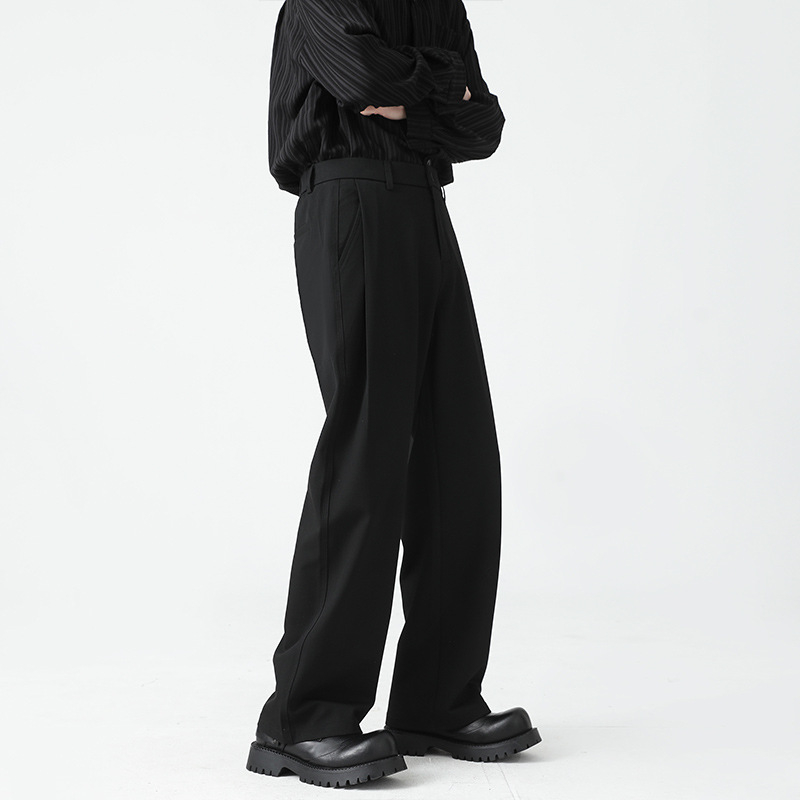 Maple House αντρικά παντελόνια για business casual, φαρδιά ίσια γραμμή, κοντό μήκος