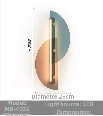 Sklenená LED nástenná lampa pre hotely, obývacie izby a spálne