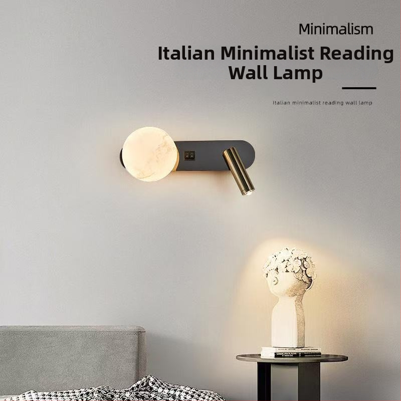 Stenná lampa do spálne s talianskym minimalistickým dizajnom, čítacia lampička pri posteli, LED s regulovateľnou jasou