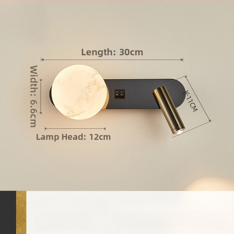 Stenná lampa do spálne s talianskym minimalistickým dizajnom, čítacia lampička pri posteli, LED s regulovateľnou jasou