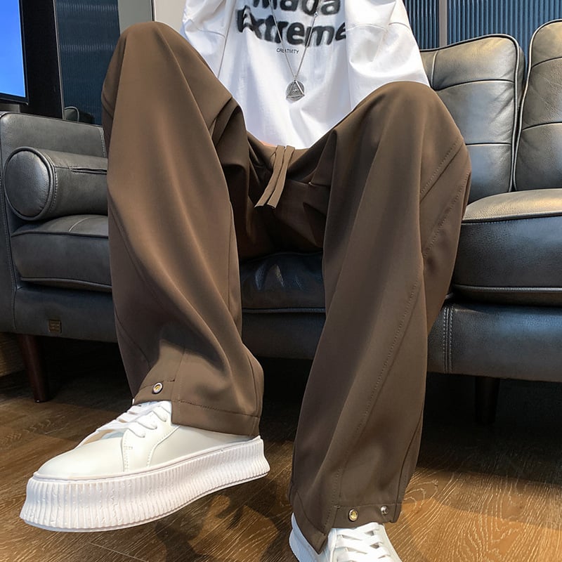 Ice Silk casual παντελόνια, ίσιο παντελόνι, χαλαρή γραμμή, φθινόπωρο, μονόχρωμα, δροσερή άνεση