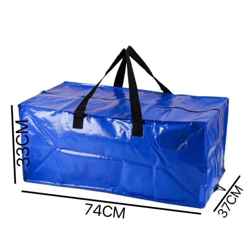 Polyetylénová kubická skladovacia taška, viacúčelový organizér na prikrývky, spálňa, rozmery 74×33×37 cm