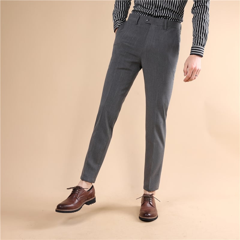 Ανδρικά παντελόνια slim-fit για business casual, αντιρυτιδικά με απαλό drape, ελαφρύ επιχειρηματικό στυλ (Άνοιξη–Φθινόπωρο 2025)