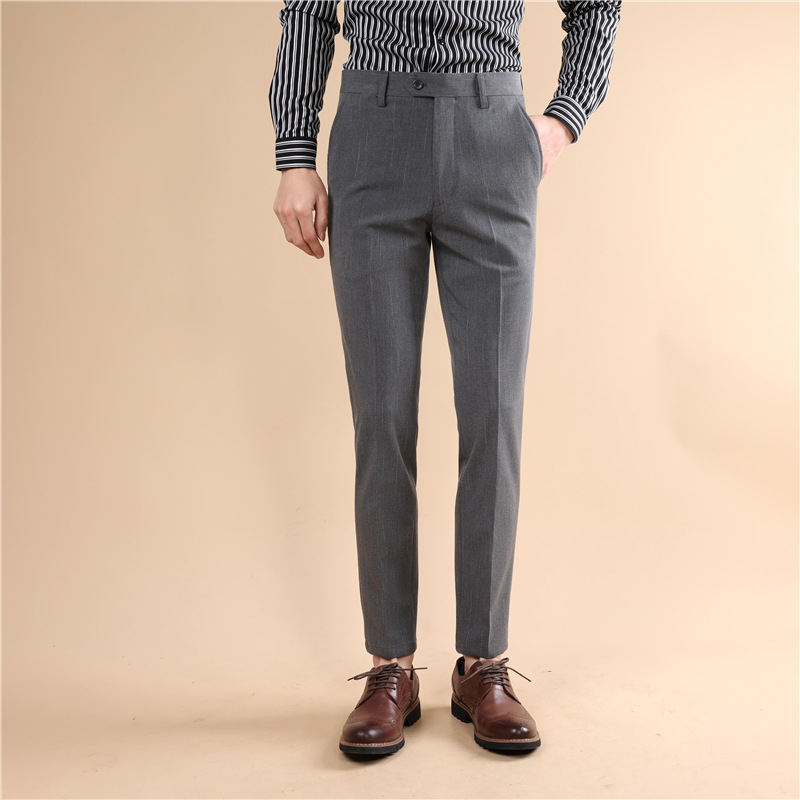 Ανδρικά παντελόνια slim-fit για business casual, αντιρυτιδικά με απαλό drape, ελαφρύ επιχειρηματικό στυλ (Άνοιξη–Φθινόπωρο 2025)