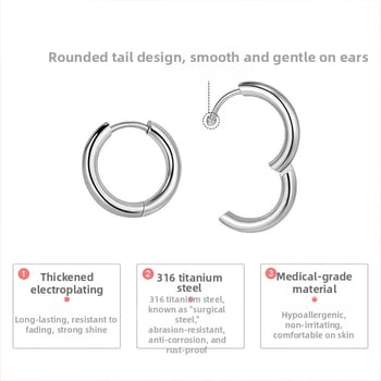Pánske náušnice z titanovej ocele, minimalistický geometrický dizajn, kruhy a štuple