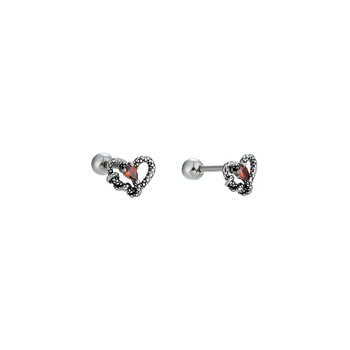 Cercei stud din oțel titan cu inimă înfășurată de șarpe, unisex, design minimalist, look premium