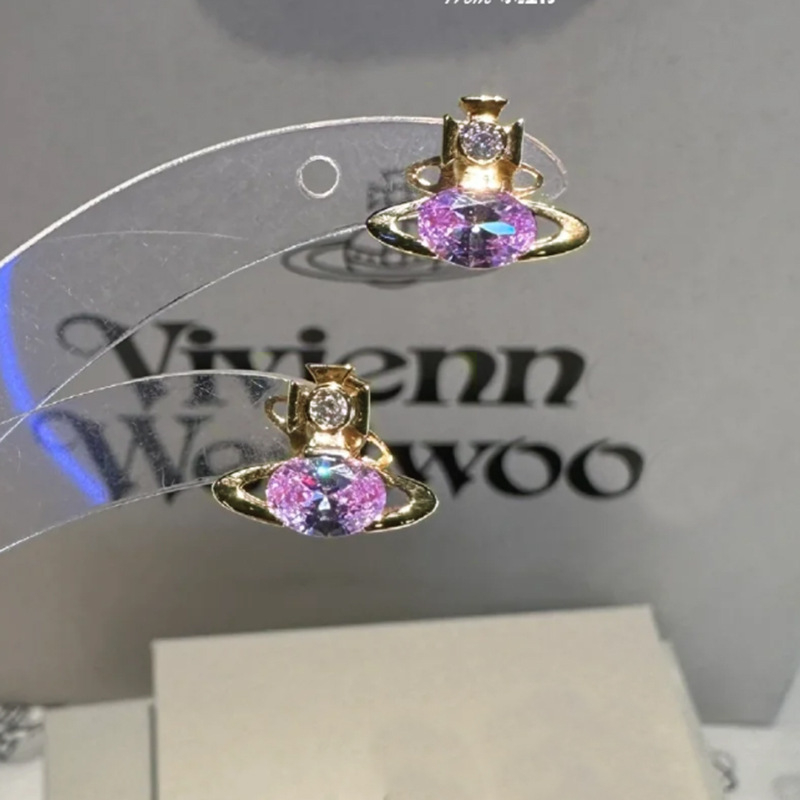 Cercei cu zirconiu oval în formă de Saturn, geometrici, unisex