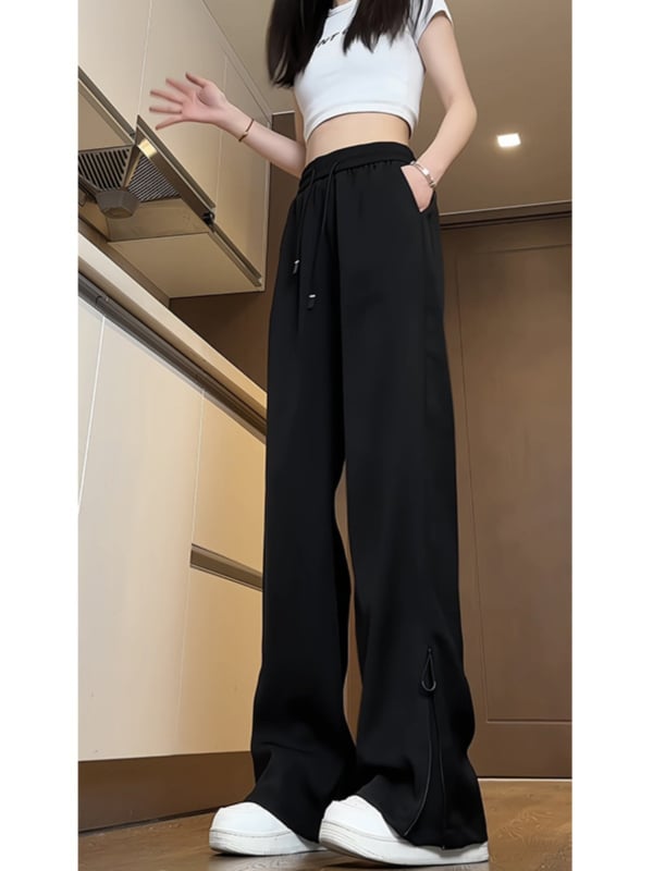 Ανδρικά παντελόνια από ice silk, ελαφριά, άνετης γραμμής, με διακριτικό φούσκωμα, ίσιο πόδι, καλοκαιρινά παντελόνια καθημερινά