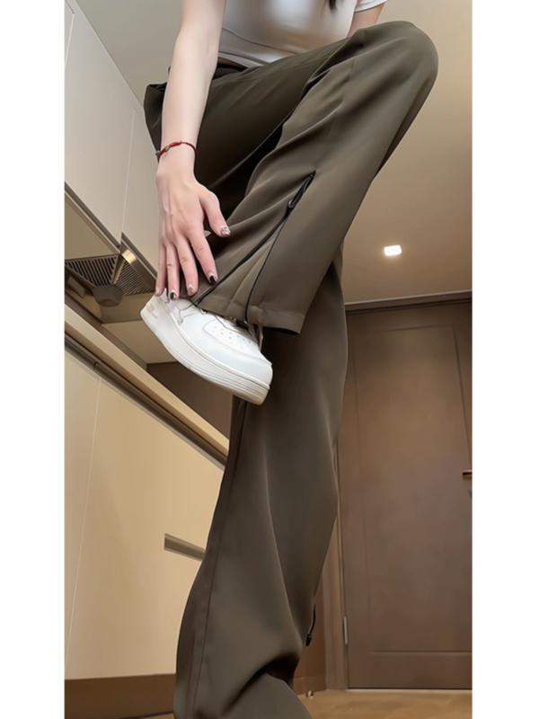Ανδρικά παντελόνια από ice silk, ελαφριά, άνετης γραμμής, με διακριτικό φούσκωμα, ίσιο πόδι, καλοκαιρινά παντελόνια καθημερινά
