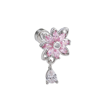 Cercei pentru cartilaj cu pandantiv din zirconiu, în formă de diamant, floare de soare și picătură de apă, din oțel titan, unisex