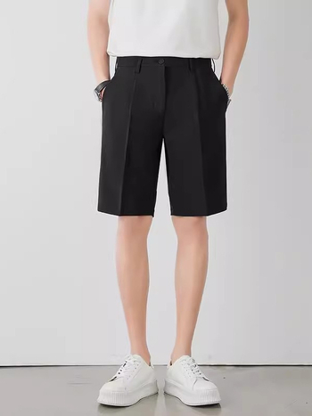 Ανδρικά casual κοντά παντελόνια σε στυλ κοστουμ, Slim-Fit, καλοκαιρινά, λεπτά και ανθεκτικά στις ζάρες, με drape, ίσια γραμμή, επιχειρηματικό casual
