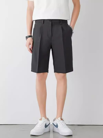 Ανδρικά casual κοντά παντελόνια σε στυλ κοστουμ, Slim-Fit, καλοκαιρινά, λεπτά και ανθεκτικά στις ζάρες, με drape, ίσια γραμμή, επιχειρηματικό casual