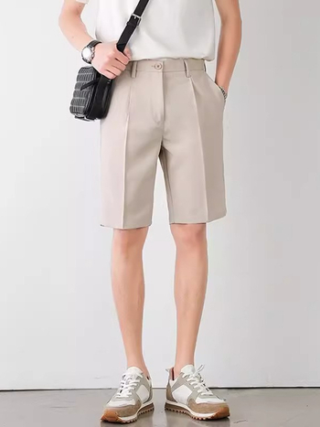 Ανδρικά casual κοντά παντελόνια σε στυλ κοστουμ, Slim-Fit, καλοκαιρινά, λεπτά και ανθεκτικά στις ζάρες, με drape, ίσια γραμμή, επιχειρηματικό casual