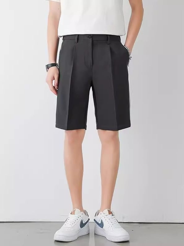 Ανδρικά casual κοντά παντελόνια σε στυλ κοστουμ, Slim-Fit, καλοκαιρινά, λεπτά και ανθεκτικά στις ζάρες, με drape, ίσια γραμμή, επιχειρηματικό casual
