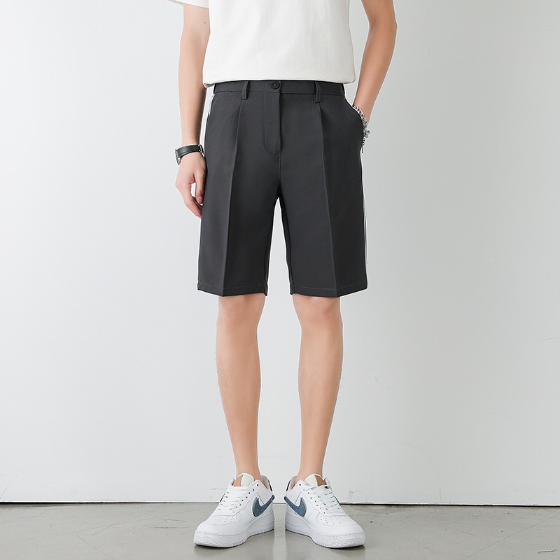 Ανδρικά casual κοντά παντελόνια σε στυλ κοστουμ, Slim-Fit, καλοκαιρινά, λεπτά και ανθεκτικά στις ζάρες, με drape, ίσια γραμμή, επιχειρηματικό casual