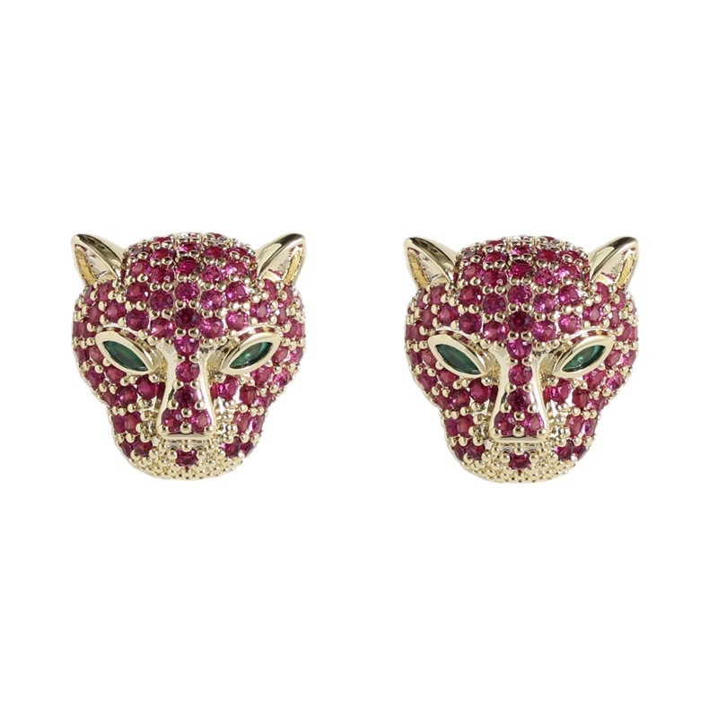 Cercei S925 cu cap de leopardo – unisex, stil hip-hop