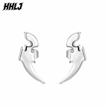 Cercei unisex din argint 925 cu ac, design Dragon Bone, coroană hip-hop, stil geometric