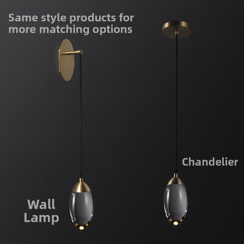 Kryštálová nástenná lampa z celého meďného materiálu, postmoderný štýl, krištáľová guľa, vhodná pre schody, spálňu a obývaciu izbu.