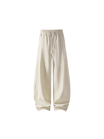 Unisex φαρδιά παντελόνια με κορδόνι, Old Money στυλ, vintage μίμηση λίνου, καμπυλωμένος τελείωμα, άνοιξη 2026