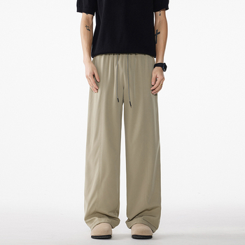 Ανδρικά casual παντελόνια με drape, χαλαρή εφαρμογή, φαρδιά και ίσια πόδια, υψηλή μέση, μαύρο και ανοιχτό καφέ, άνοιξη 2026