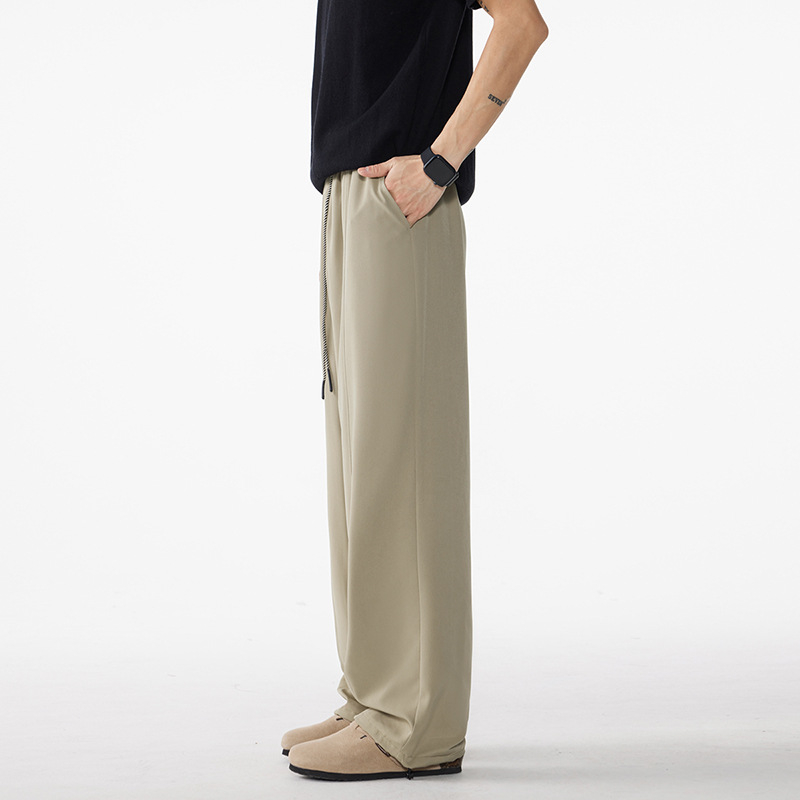 Ανδρικά casual παντελόνια με drape, χαλαρή εφαρμογή, φαρδιά και ίσια πόδια, υψηλή μέση, μαύρο και ανοιχτό καφέ, άνοιξη 2026