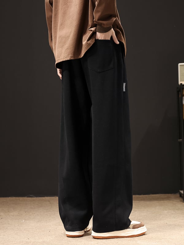 Plus-Size ανδρικά casual παντελόνια από βαμβάκι για άνοιξη και φθινόπωρο, υψηλή μέση, χαλαρή φαρδιά γραμμή με ίσιο κόψιμο, τύπωμα με γράμματα