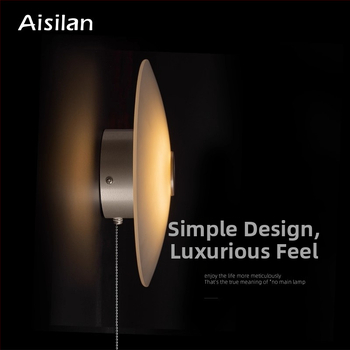 LED nástenná lampa do spálne – luxusný, moderný minimalistický dizajn, kreatívne visacie svietidlo so ťahacím kruhom