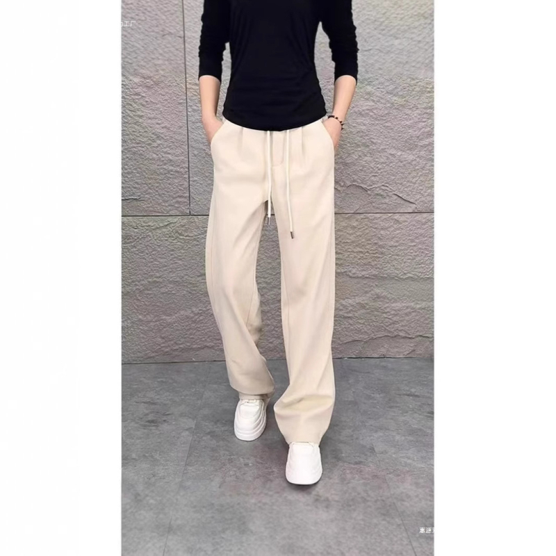 Ανδρικά μαύρα χειμερινά παντελόνια casual με ευρύ ίσιο κόψιμο