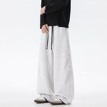 Pantaloni sport pentru bărbați, stil american retro, țesătură densă, croială dreaptă, picioare largi, outfit casual sport