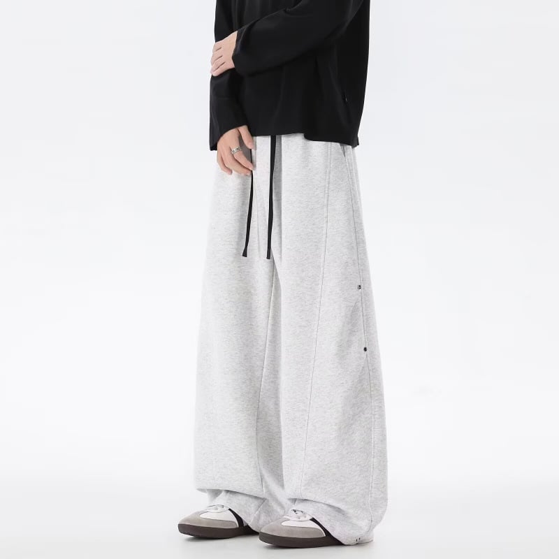 Pantaloni sport pentru bărbați, stil american retro, țesătură densă, croială dreaptă, picioare largi, outfit casual sport