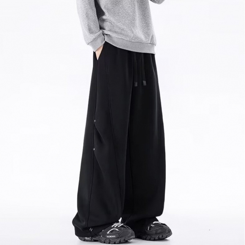 Pantaloni sport pentru bărbați, stil american retro, țesătură densă, croială dreaptă, picioare largi, outfit casual sport