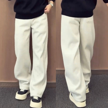Pantaloni sport pentru bărbați de iarnă, căptuți cu fleece, croială dreaptă, uni, calzi și confortabili