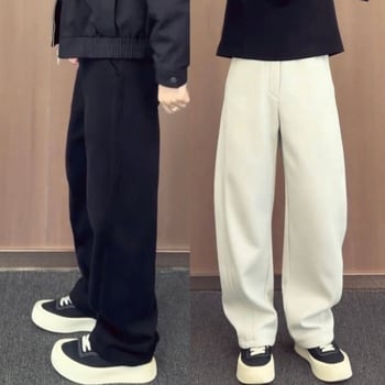 Pantaloni sport pentru bărbați de iarnă, căptuți cu fleece, croială dreaptă, uni, calzi și confortabili