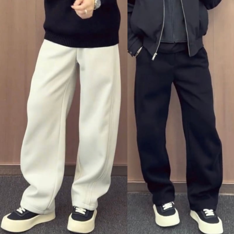Pantaloni sport pentru bărbați de iarnă, căptuți cu fleece, croială dreaptă, uni, calzi și confortabili