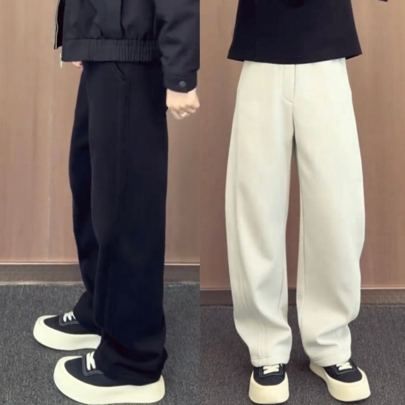 Pantaloni sport pentru bărbați de iarnă, căptuți cu fleece, croială dreaptă, uni, calzi și confortabili