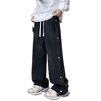 Pantaloni de trening pentru bărbați, cu nasturi, iarnă, croială lejeră, largi, drepți, pantaloni sport groși
