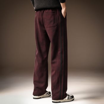 Pantaloni casual de tricot pentru bărbați, stil american retro, croială lejeră, drept, cu dungi, pentru toamnă-iarnă