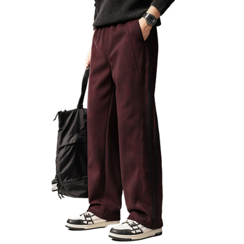 Pantaloni casual de tricot pentru bărbați, stil american retro, croială lejeră, drept, cu dungi, pentru toamnă-iarnă